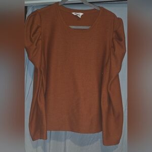 Nine West Dark Orange Puffy Long Sleeve Top
